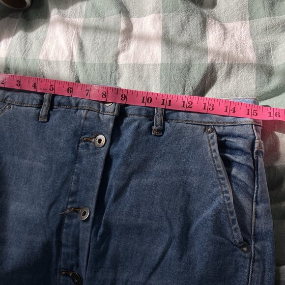 Anthropologie Pilcro & the Letterpress Denim Skirt Womens 10 Button Front Pencil - Picture 6 of 9